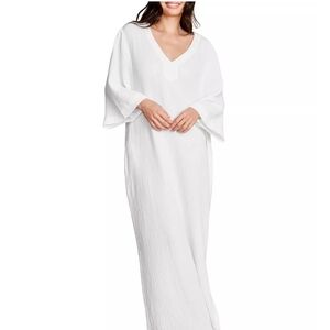 White V-Neck Maxi Caftan Dress